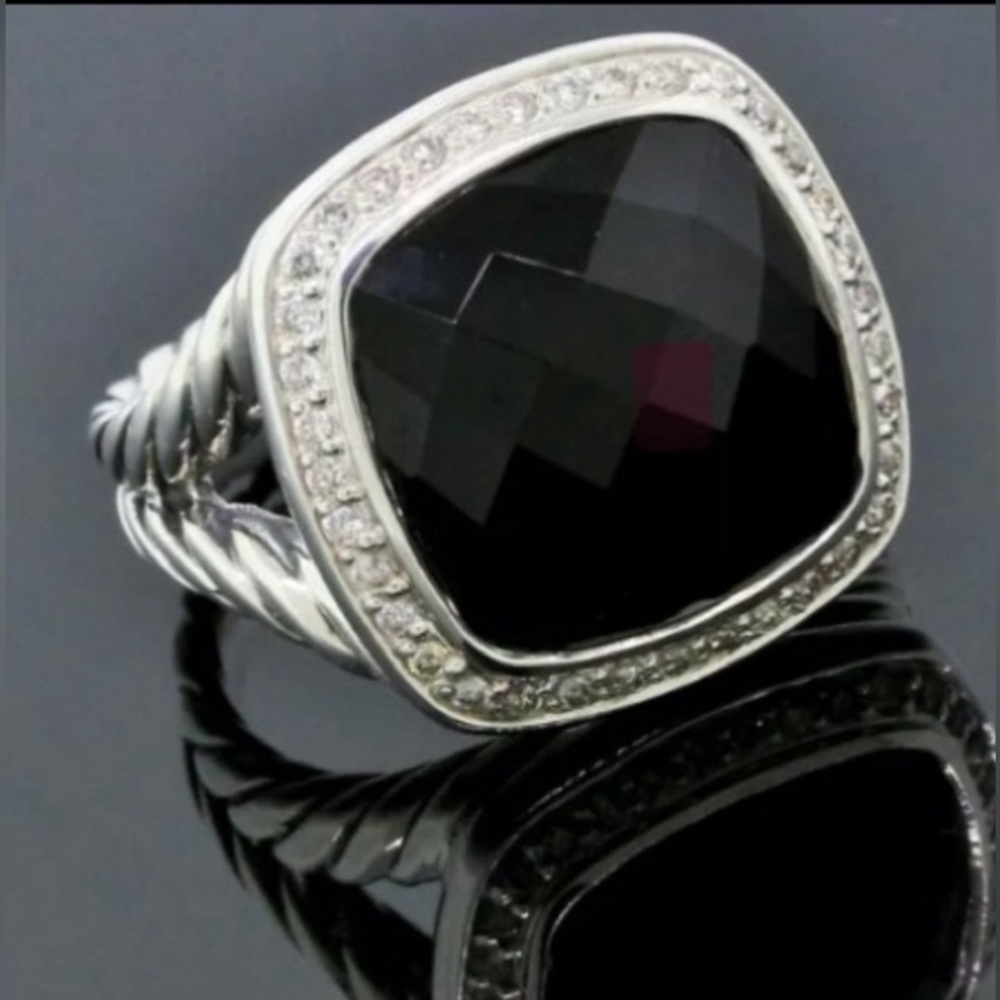 Vintage DAVID YURMAN Albion Black Onyx/Diamond Ring Size 5